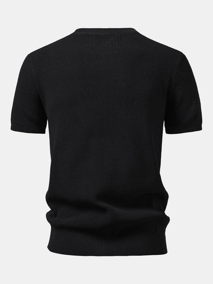 Waffle Textured Knitted Henley Shirt
