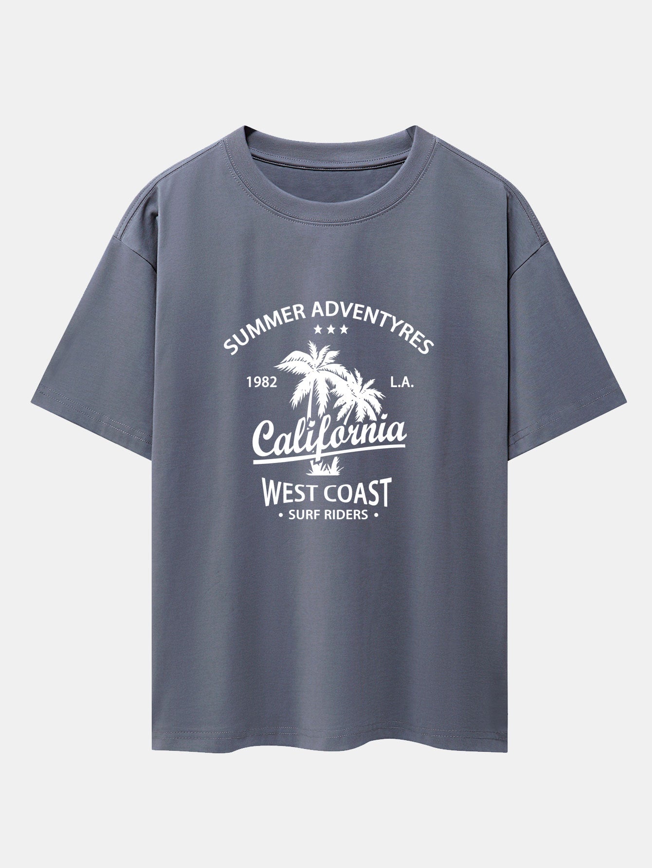 California Palm Tree Print Drop Shoulder Oversize T-Shirt