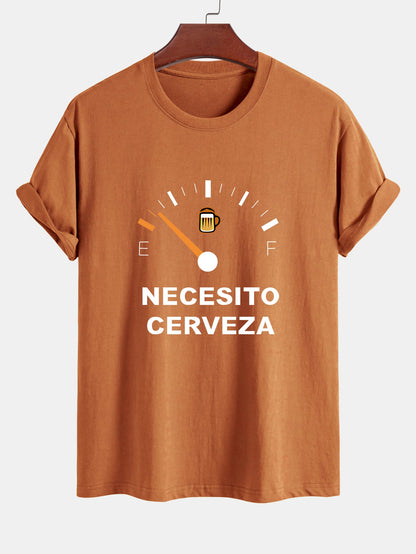 Regular Fit I Need Beer Print Cotton T-Shirt