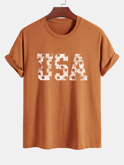 Regular Fit USA Print Cotton T-Shirt
