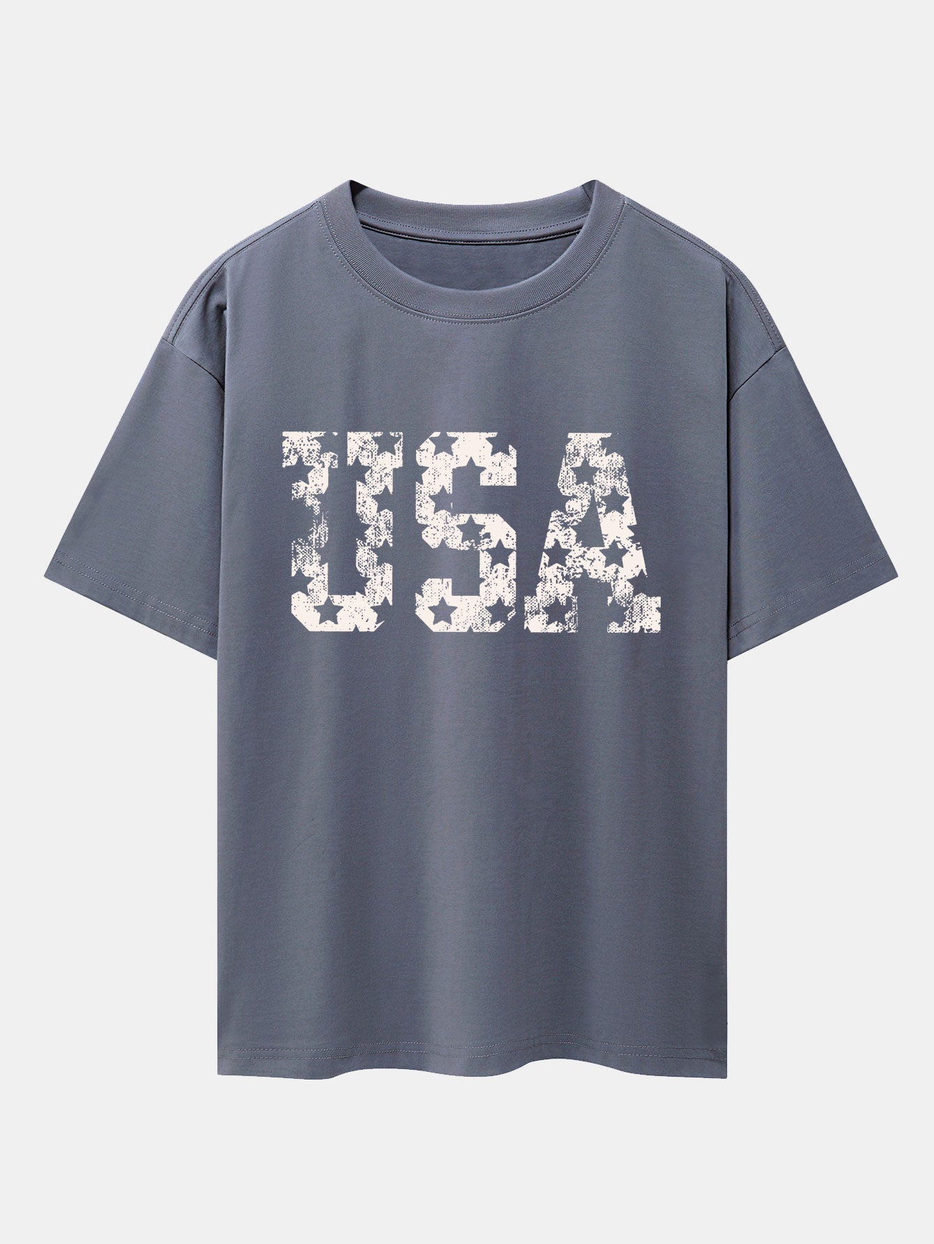 USA Print Drop Shoulder Oversize T-Shirt