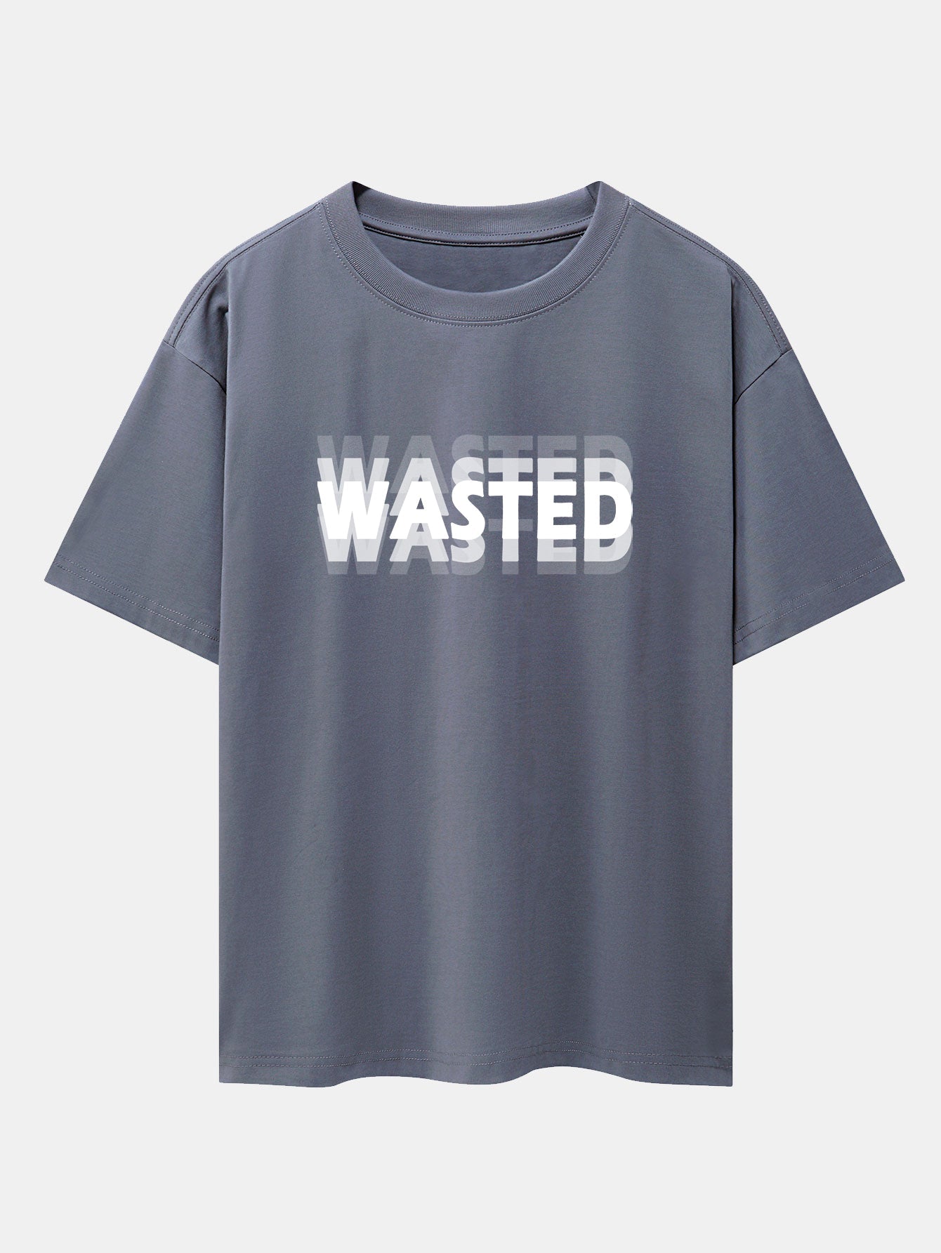 Wasted Print Drop Shoulder Oversize T-Shirt