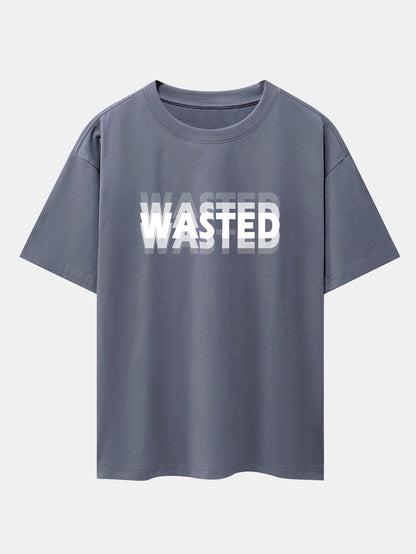 Wasted Print Drop Shoulder Oversize T-Shirt