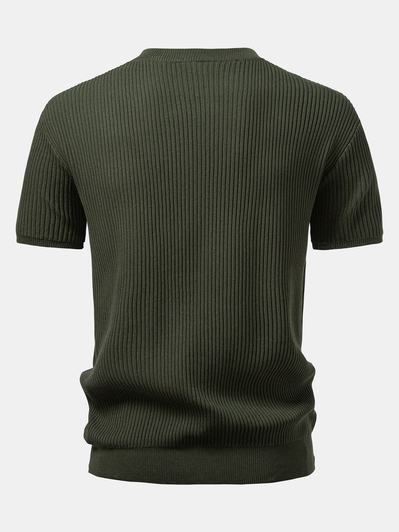 Ribbed Crew Neck Sweater Knitted T-Shirt