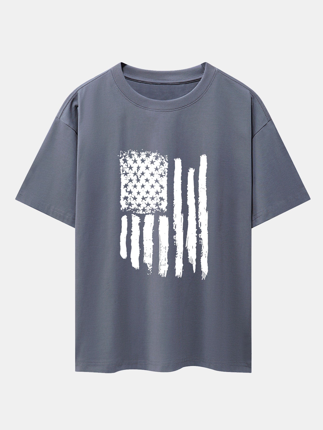 American Flag Print Drop Shoulder Oversize T-Shirt