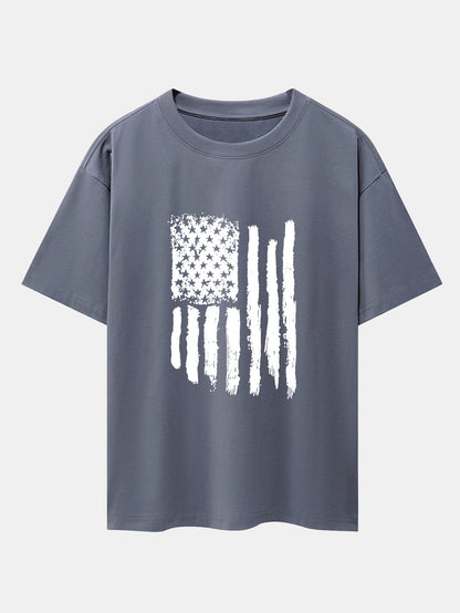 American Flag Print Drop Shoulder Oversize T-Shirt