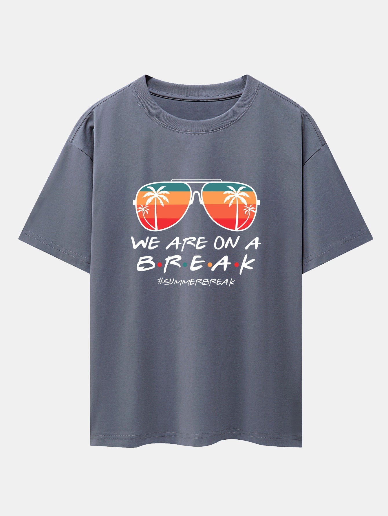 Sunglasses Palm Tree Print Drop Shoulder Oversize T-Shirt