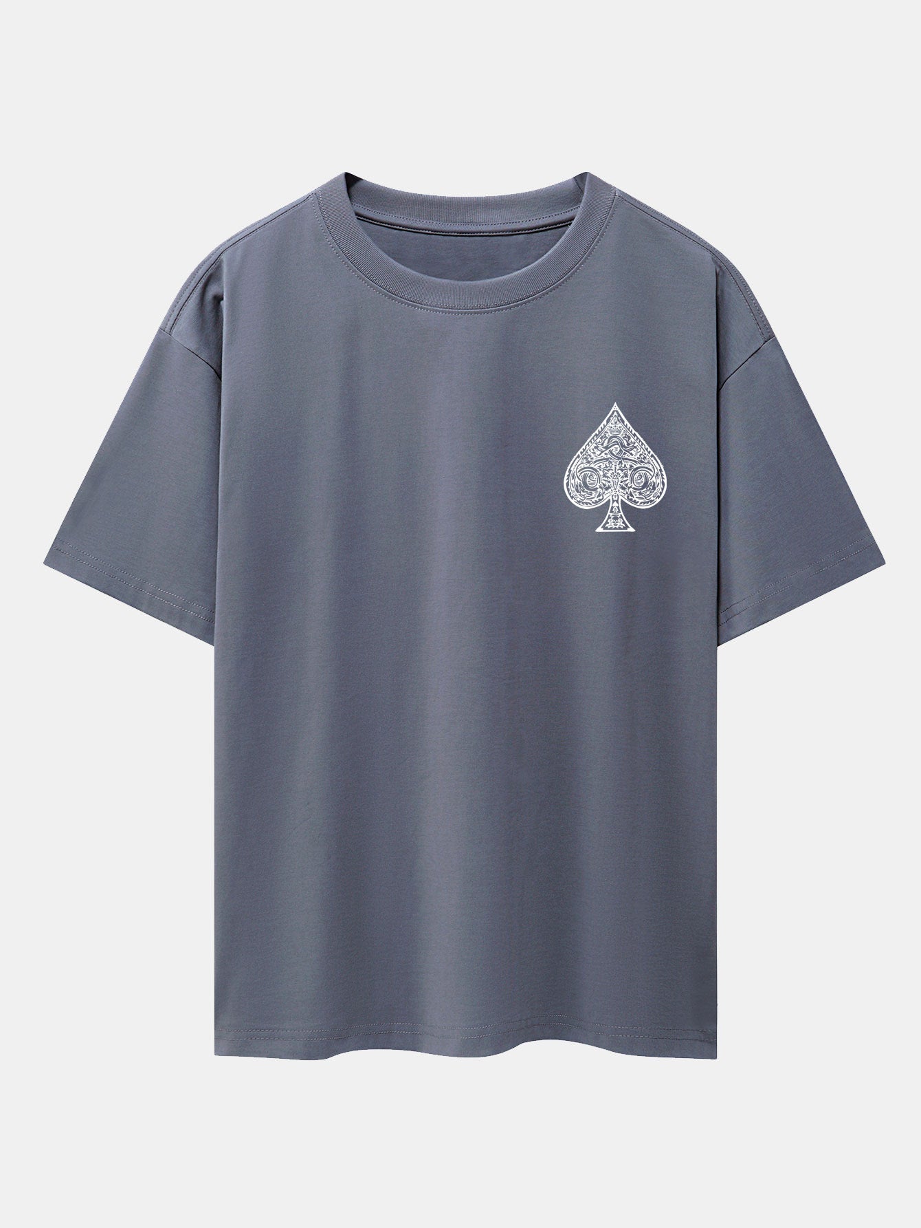 Ace Of Spades Print Drop Shoulder Oversize T-Shirt
