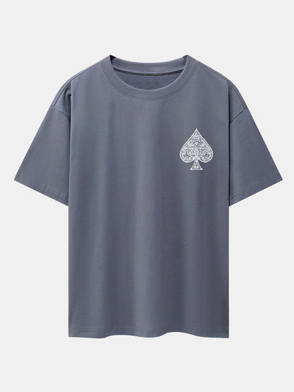Ace Of Spades Print Drop Shoulder Oversize T-Shirt