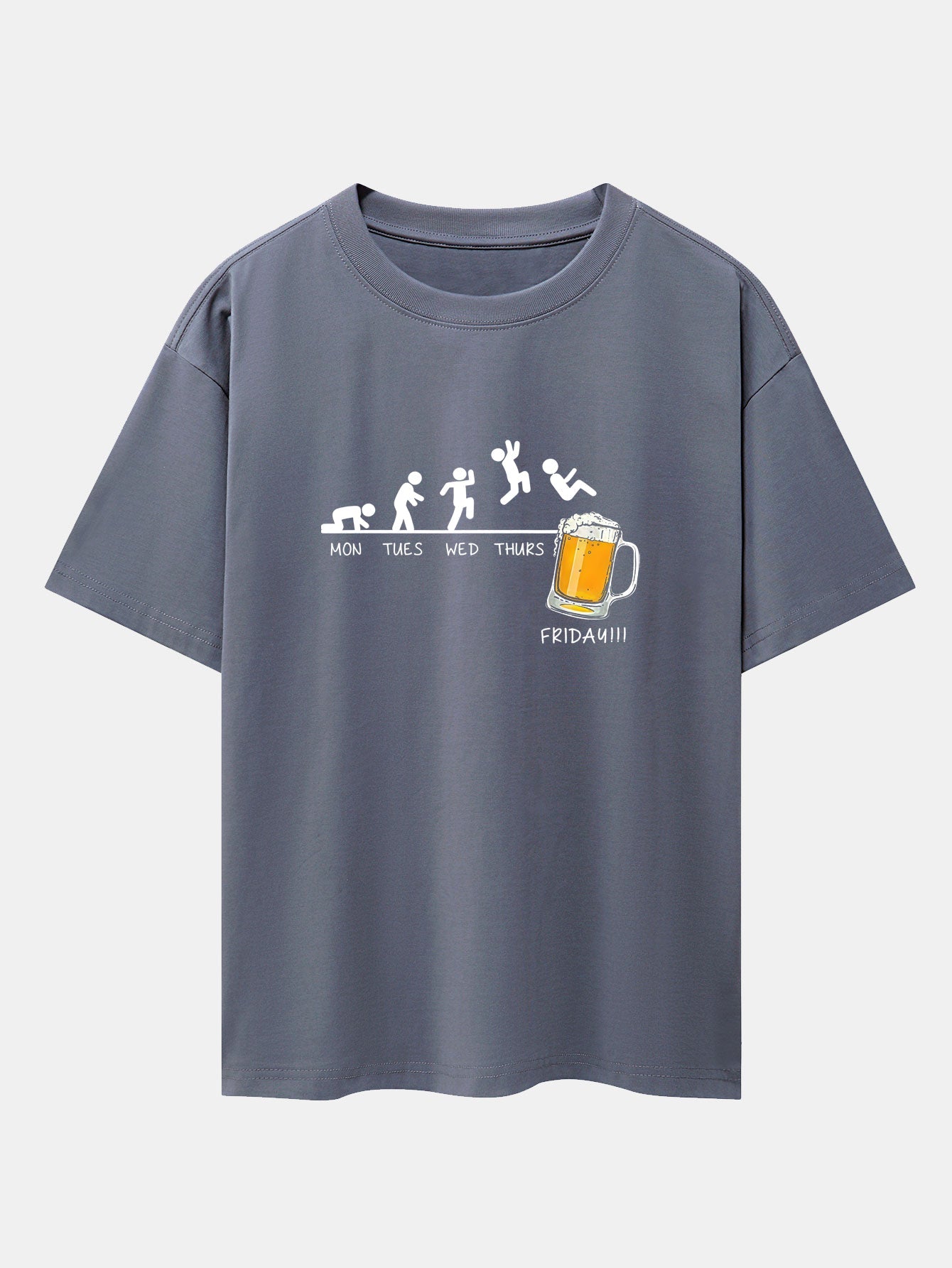 Beer Weekly Evolution Print Drop Shoulder Oversize T-Shirt