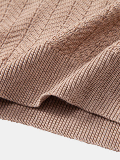 Textured Knitted V Neck T-Shirt