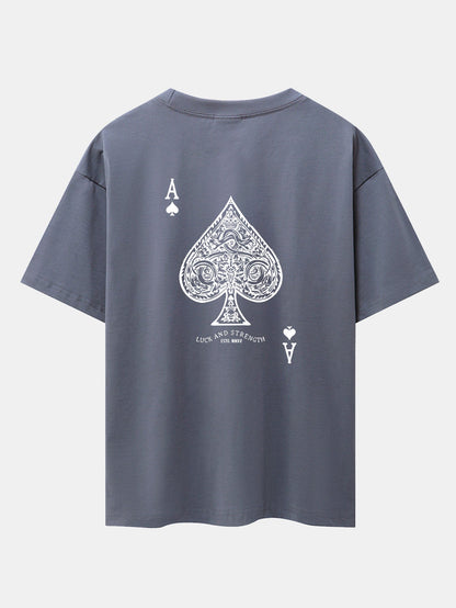 Ace Of Spades Print Drop Shoulder Oversize T-Shirt