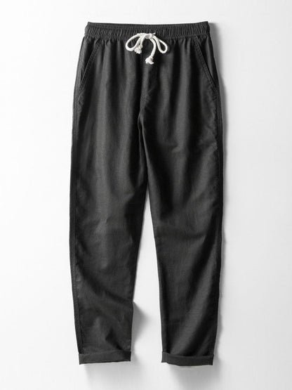 V Neck Linen Rayon Blend Shirt & Straight Leg Linen Pants