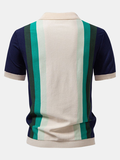 Striped Knitted Polo Shirt
