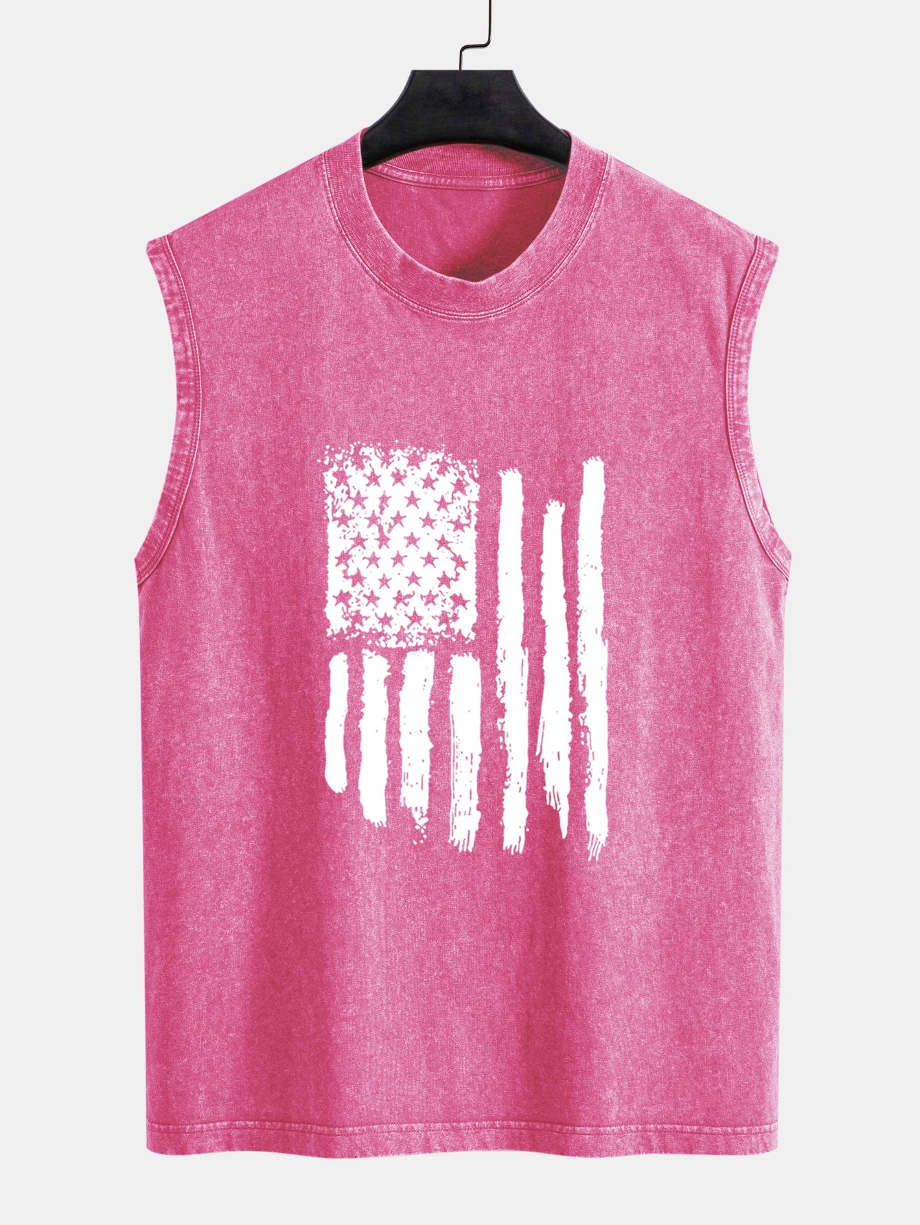 American Flag Print Washed Distressed Tank Top
