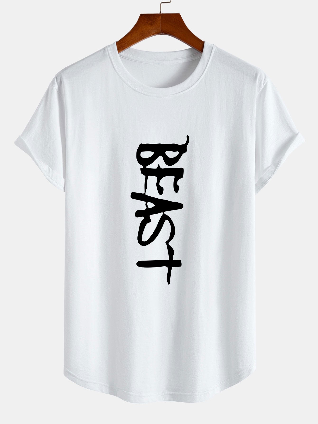 Beast Print Cotton Arc Hem T-Shirt