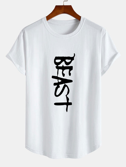 Beast Print Cotton Arc Hem T-Shirt