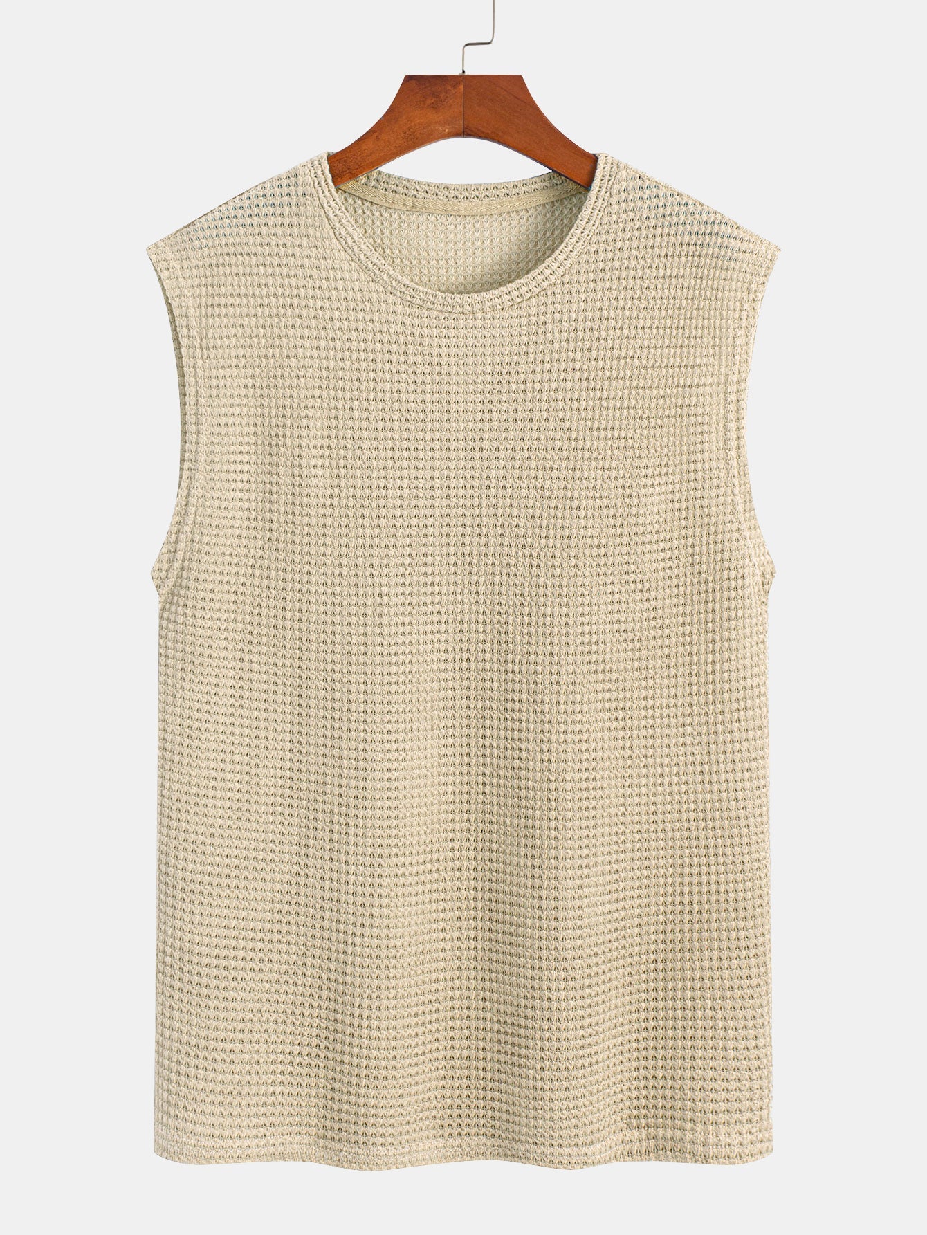 Waffle Knit Wide Strap Sleeveless T-Shirt