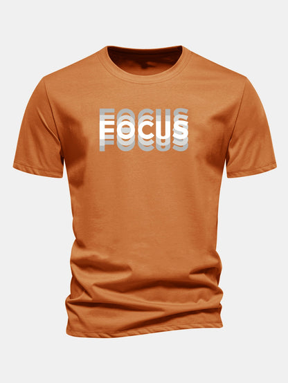 Regular Fit Focus Slogan Print Cotton T-Shirt