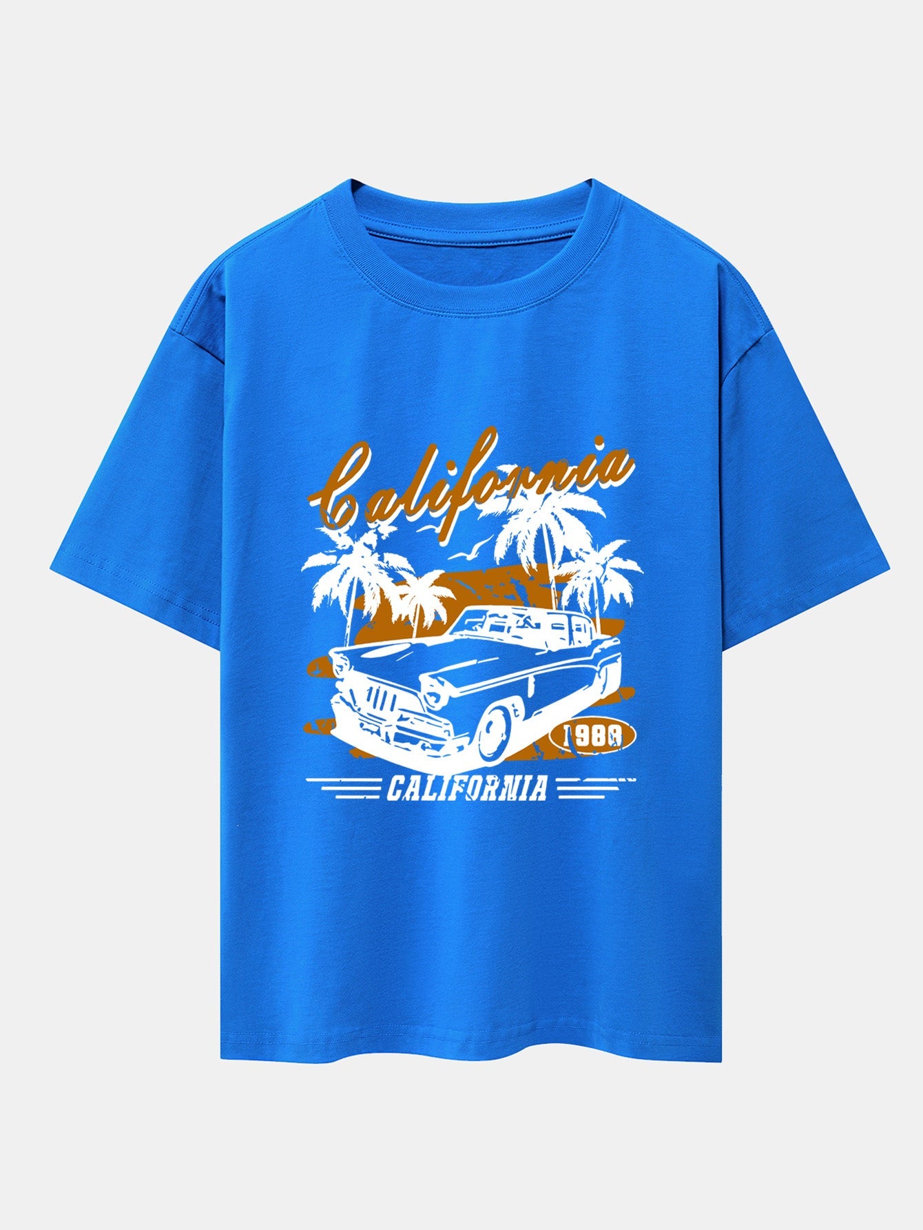 California Car Print Drop Shoulder Oversize T-Shirt