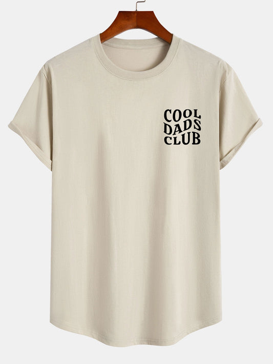 Cool Dads Club Print Cotton Arc Hem T-Shirt