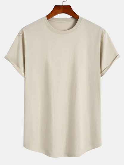 3 Pieces Basic Cotton Arc Hem T-Shirts