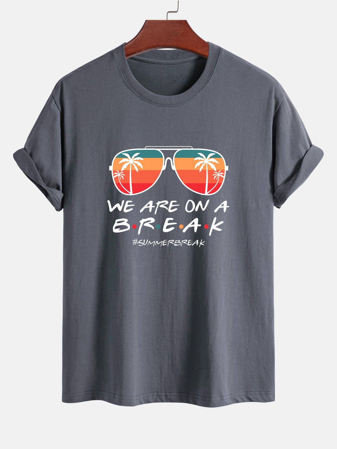 Regular Fit Sunglasses Palm Tree Print Cotton T-Shirt