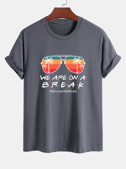 Regular Fit Sunglasses Palm Tree Print Cotton T-Shirt