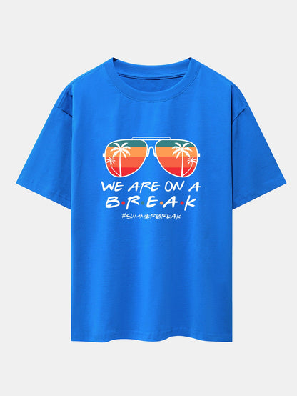 Sunglasses Palm Tree Print Drop Shoulder Oversize T-Shirt