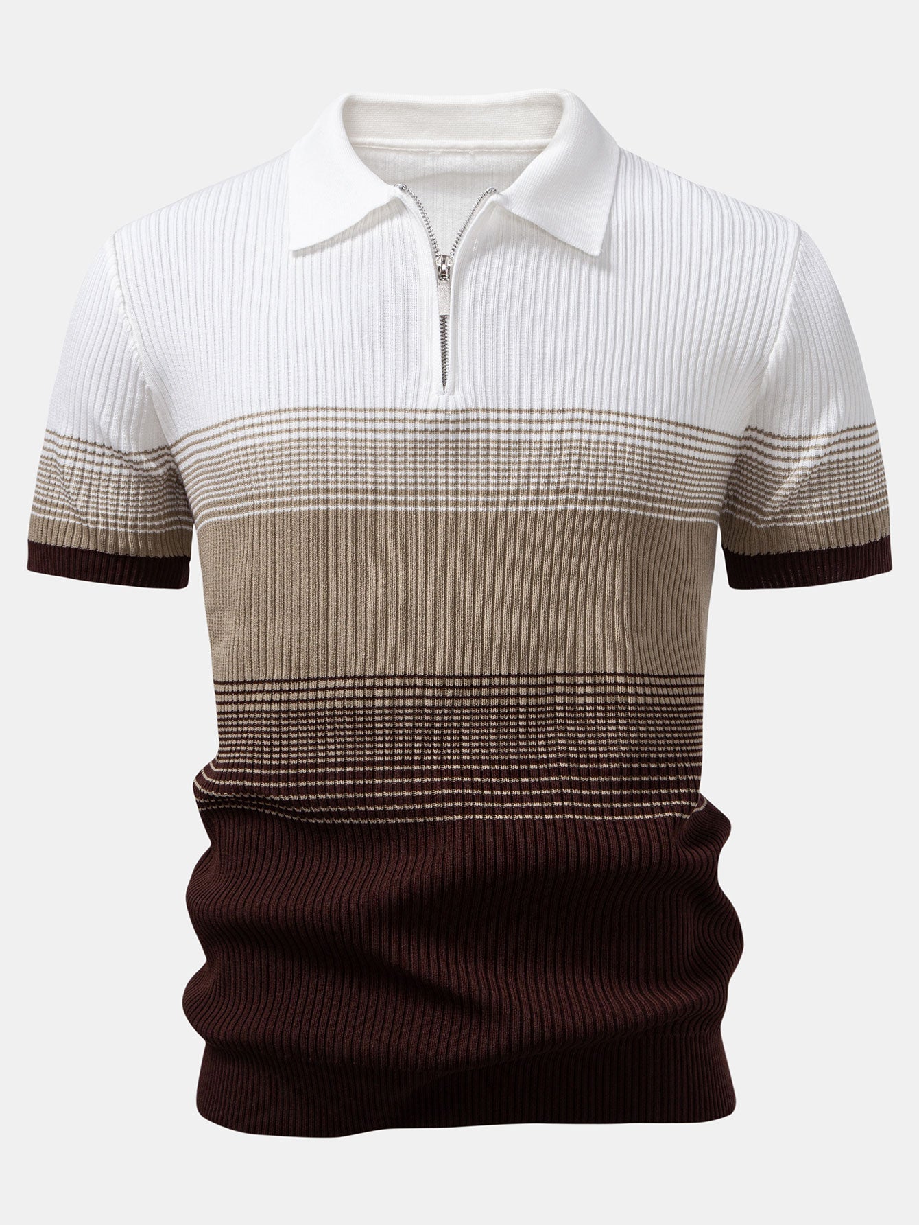 Striped Gradient Knitted Polo Shirt