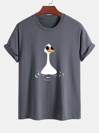 Regular Fit Sunglasses Goose Print Cotton T-Shirt