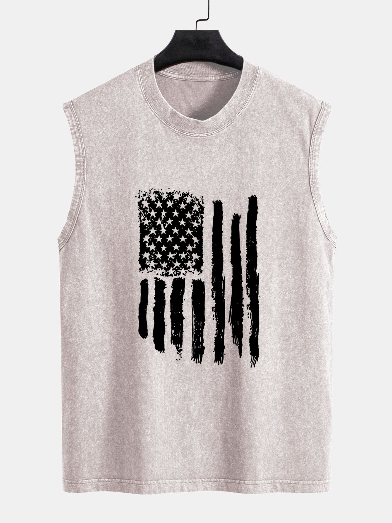 American Flag Print Washed Distressed Tank Top