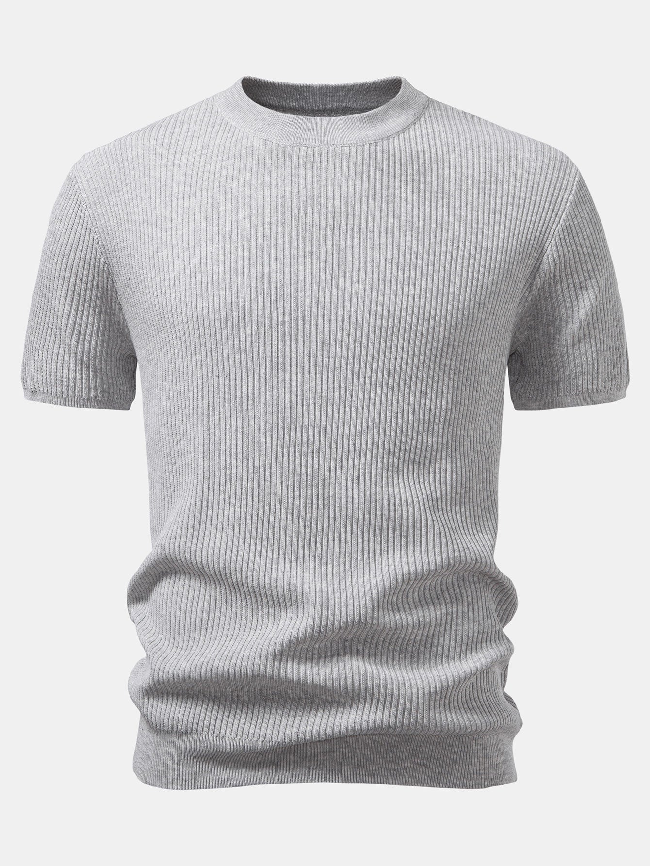 Ribbed Crew Neck Sweater Knitted T-Shirt