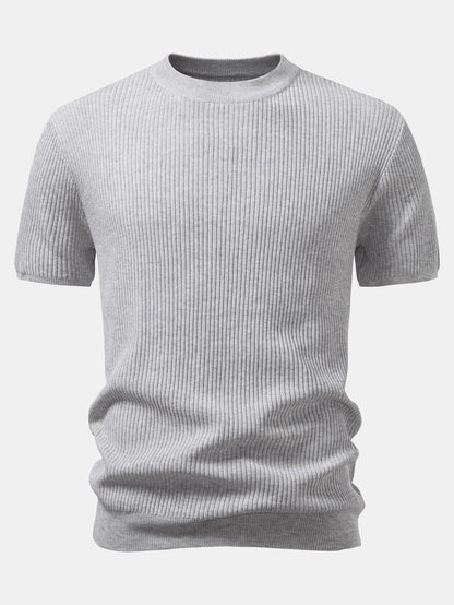 Ribbed Crew Neck Sweater Knitted T-Shirt