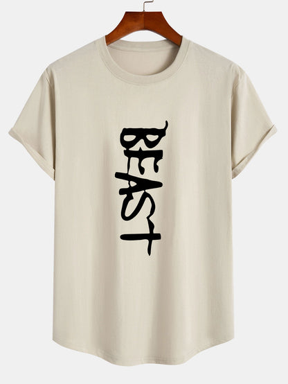 Beast Print Cotton Arc Hem T-Shirt