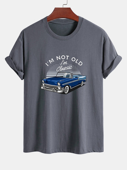 Regular Fit Car Slogan Print Cotton T-Shirt