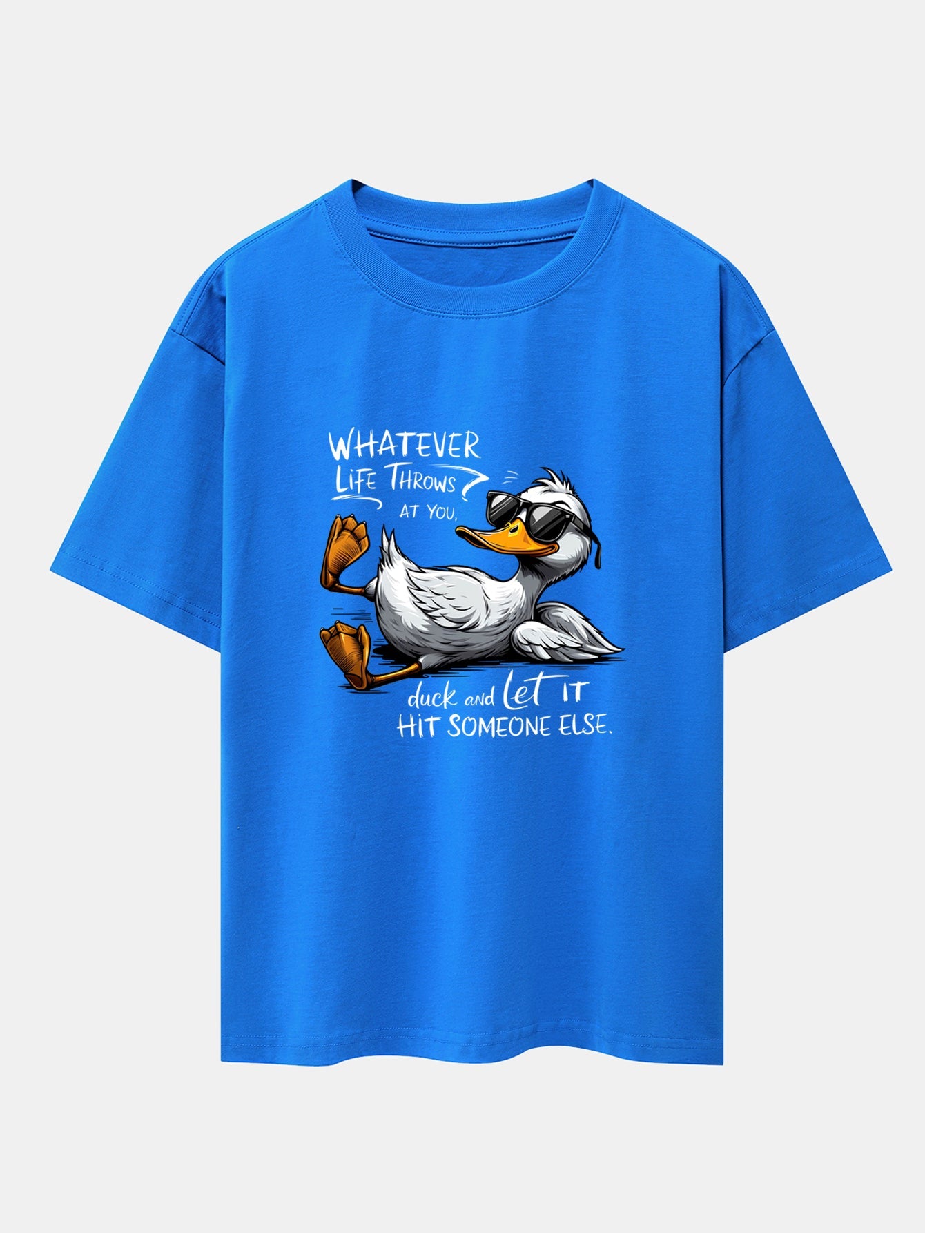 Sunglasses Goose Print Drop Shoulder Oversize T-Shirt