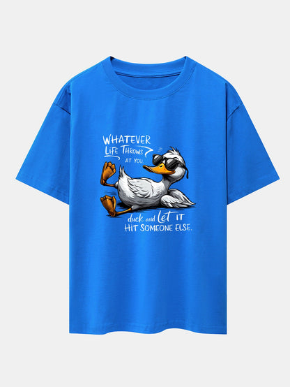 Sunglasses Goose Print Drop Shoulder Oversize T-Shirt