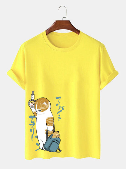 Japanese Cute Cat Print T-Shirt