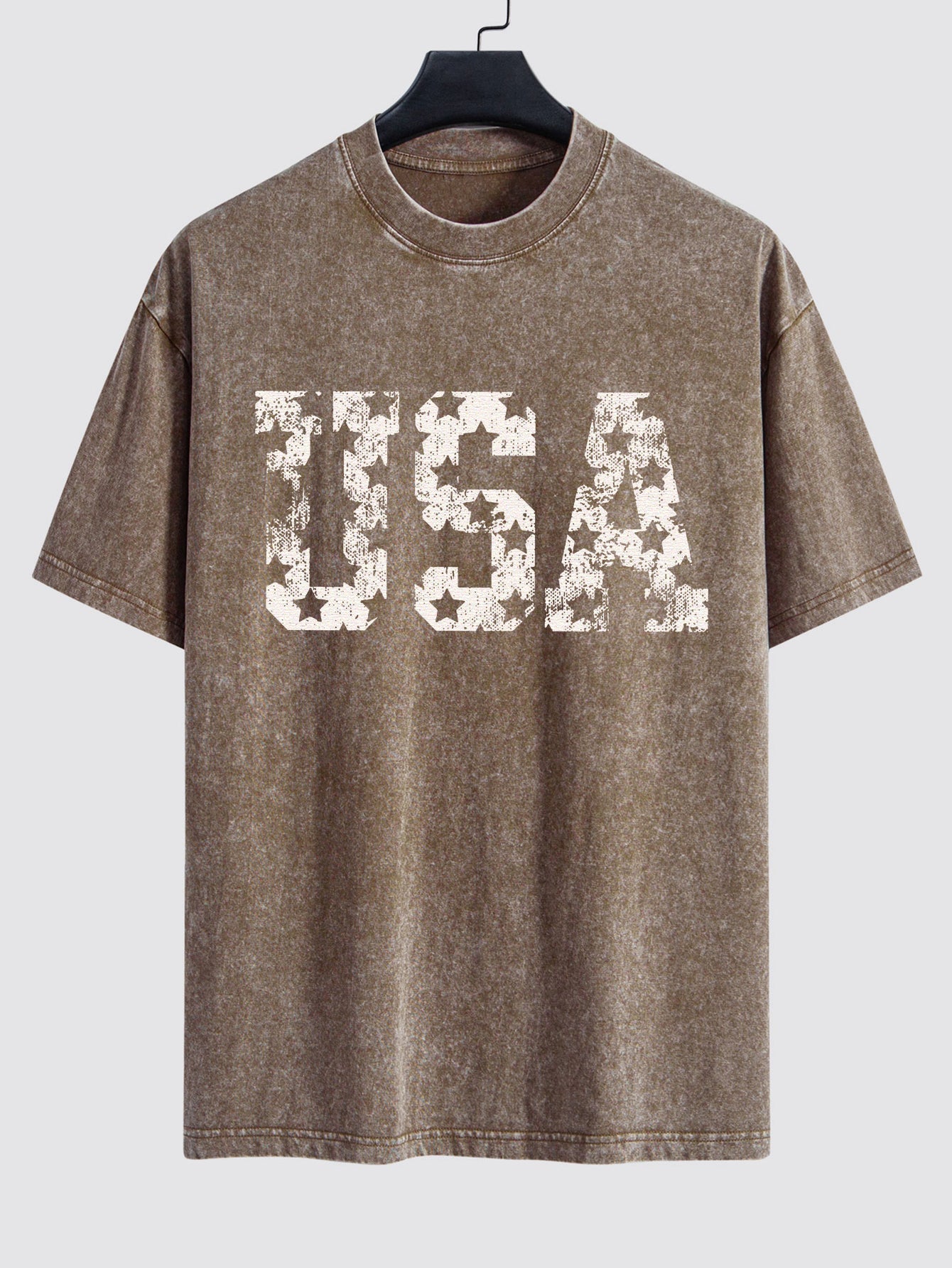 USA Print Washed Distressed Drop Shoulder T-Shirt