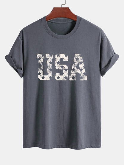 Regular Fit USA Print Cotton T-Shirt