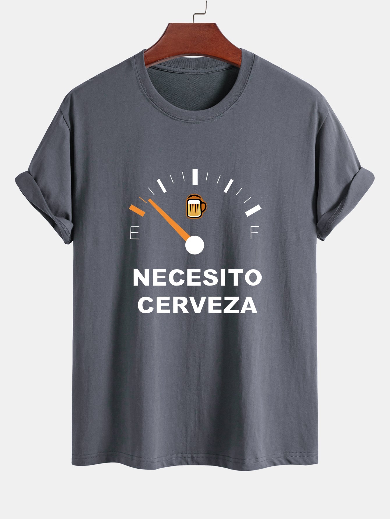 Regular Fit I Need Beer Print Cotton T-Shirt