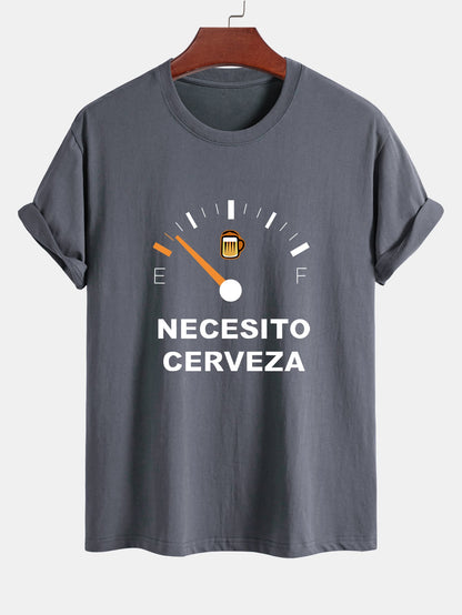 Regular Fit I Need Beer Print Cotton T-Shirt