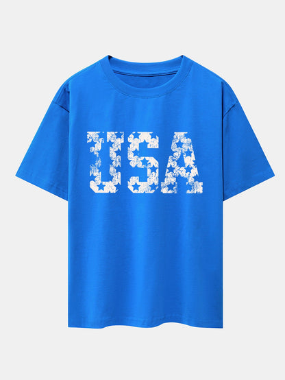 USA Print Drop Shoulder Oversize T-Shirt