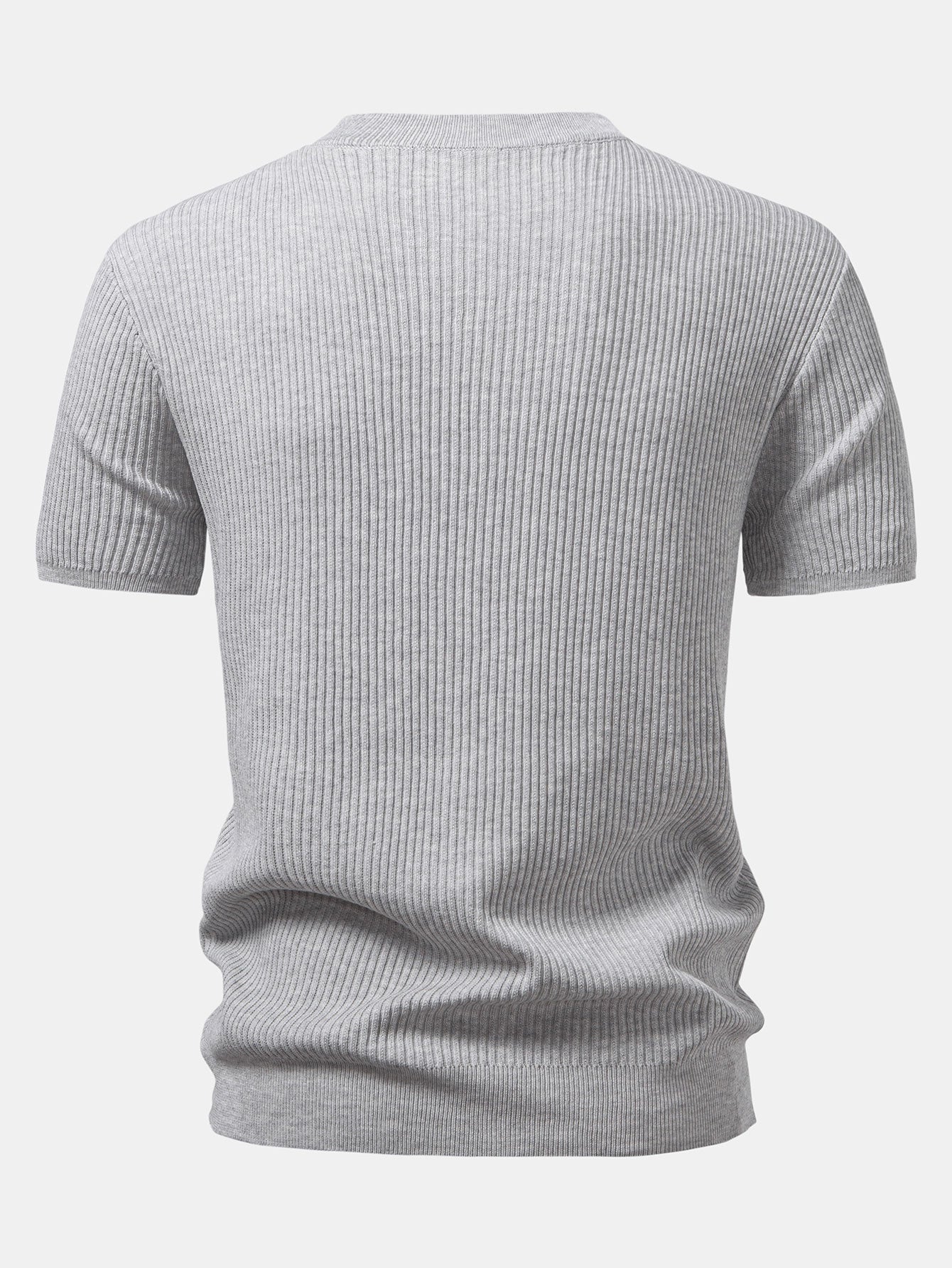 Ribbed Crew Neck Sweater Knitted T-Shirt