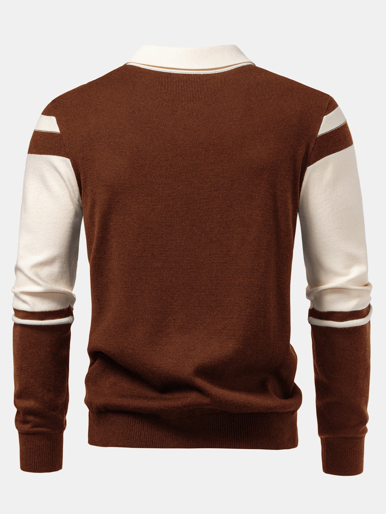 Long Sleeve Color Block Knit Polo Shirt