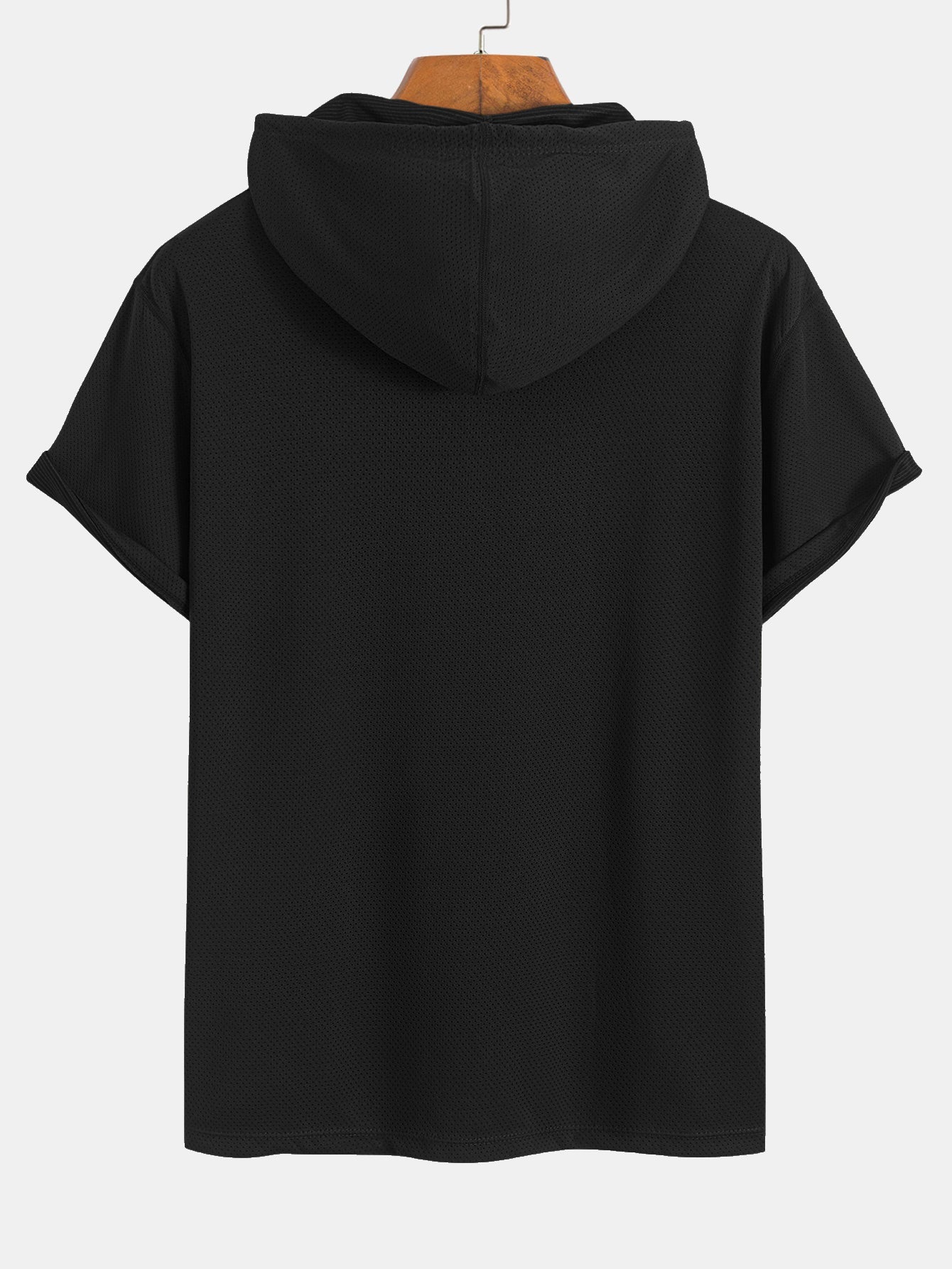 Athletic Mesh Kangaroo Pocket Hooded T-Shirt