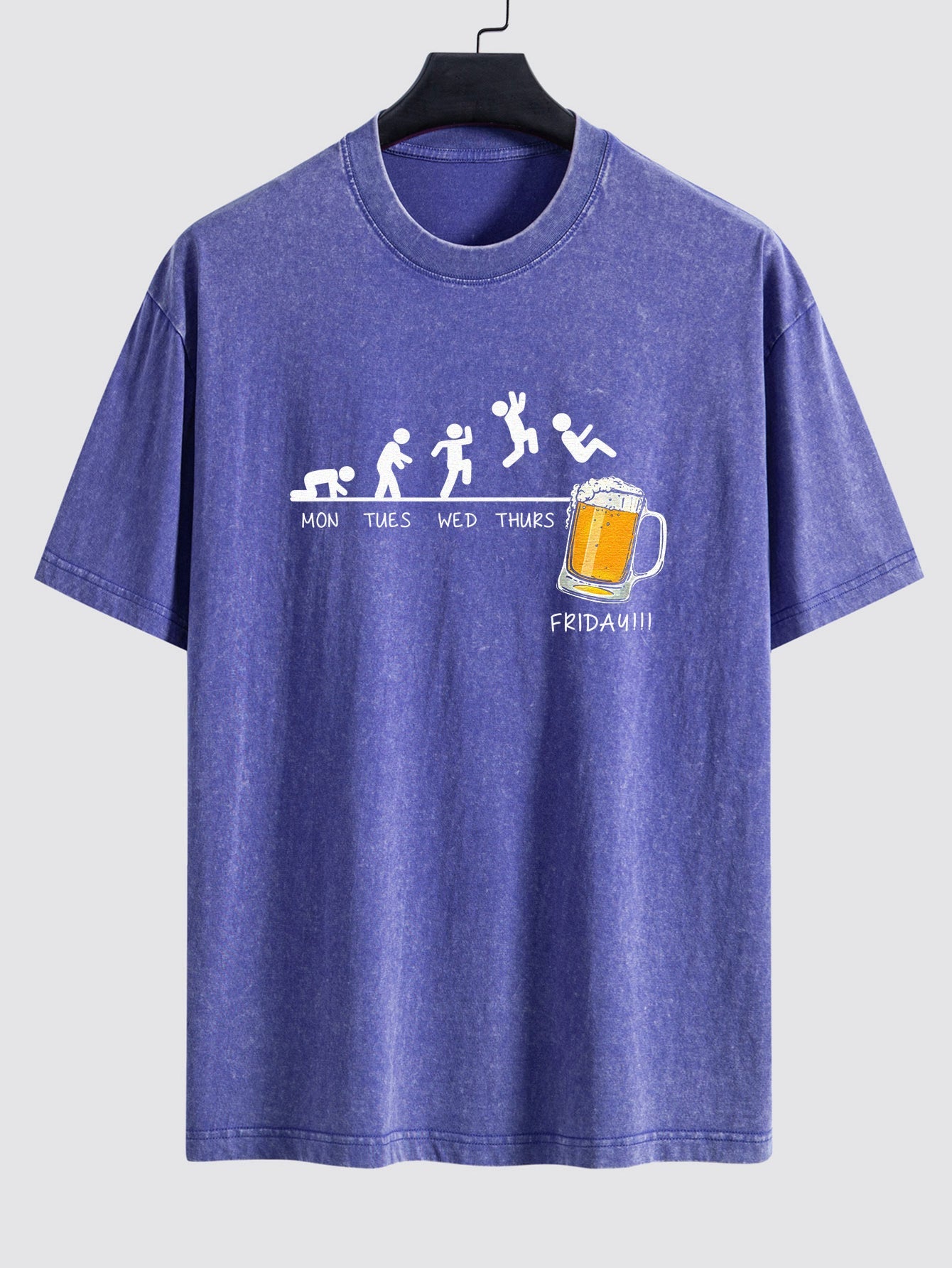 Beer Weekly Evolution Print Washed Distressed Drop Shoulder T-Shirt