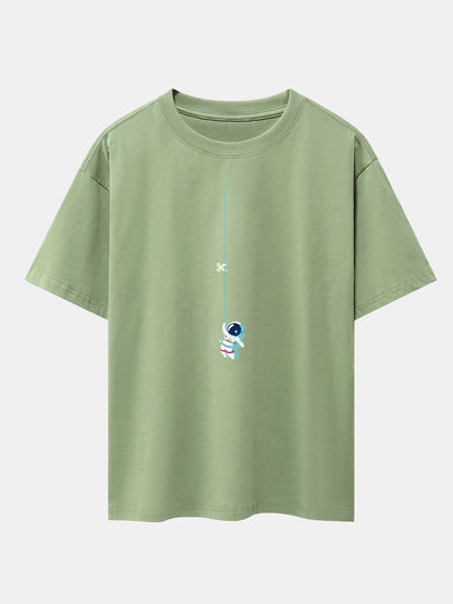 Astronaut On A Rope Print Drop Shoulder Oversize T-Shirt