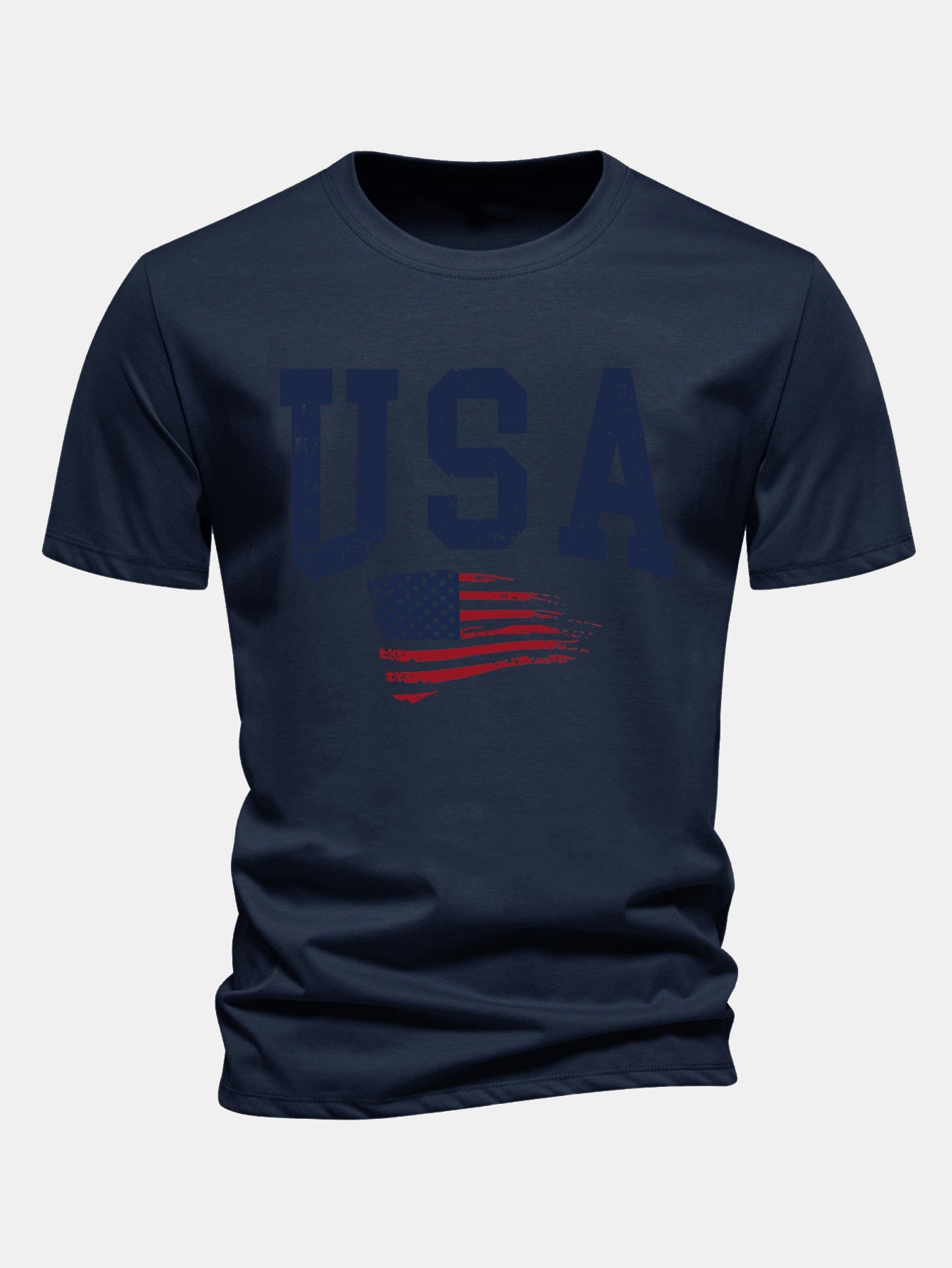 Regular Fit USA Flag Print Cotton T-Shirt